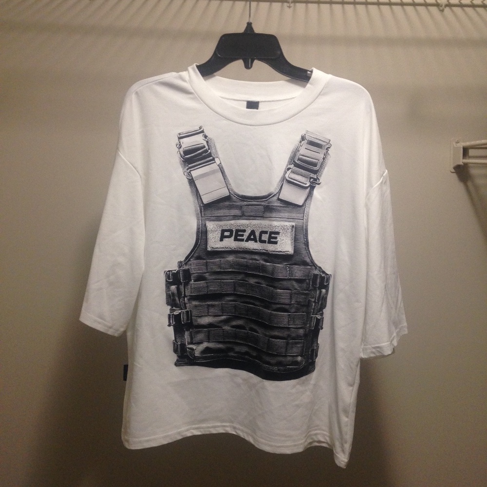 White Y2K Streetwear Bullet Proof Vest Protect Tee